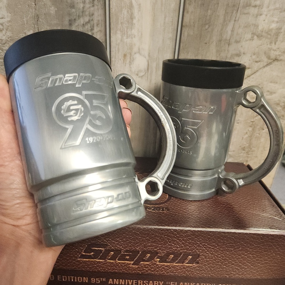 Snap on 95th Anniversary Limited Edition Flankard Metal Mugs Wrench Handles Gift